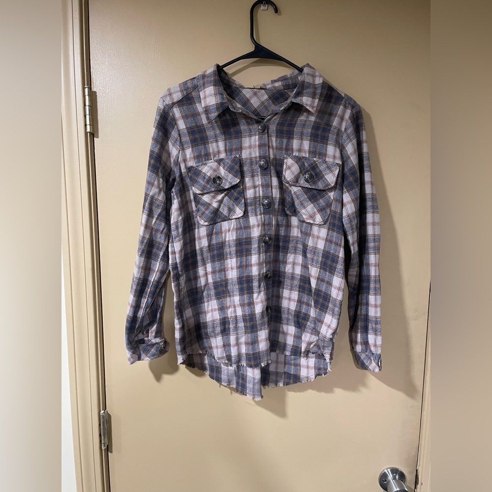 Democracy Plaid Button Down Shirt in Gray and Blue